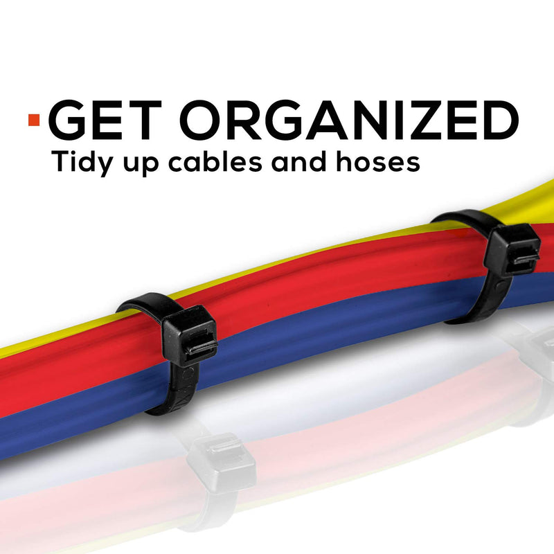  [AUSTRALIA] - TR Industrial Multi-Purpose UV Resistant Black Cable Ties, 8 inches, 100 Pack 8"