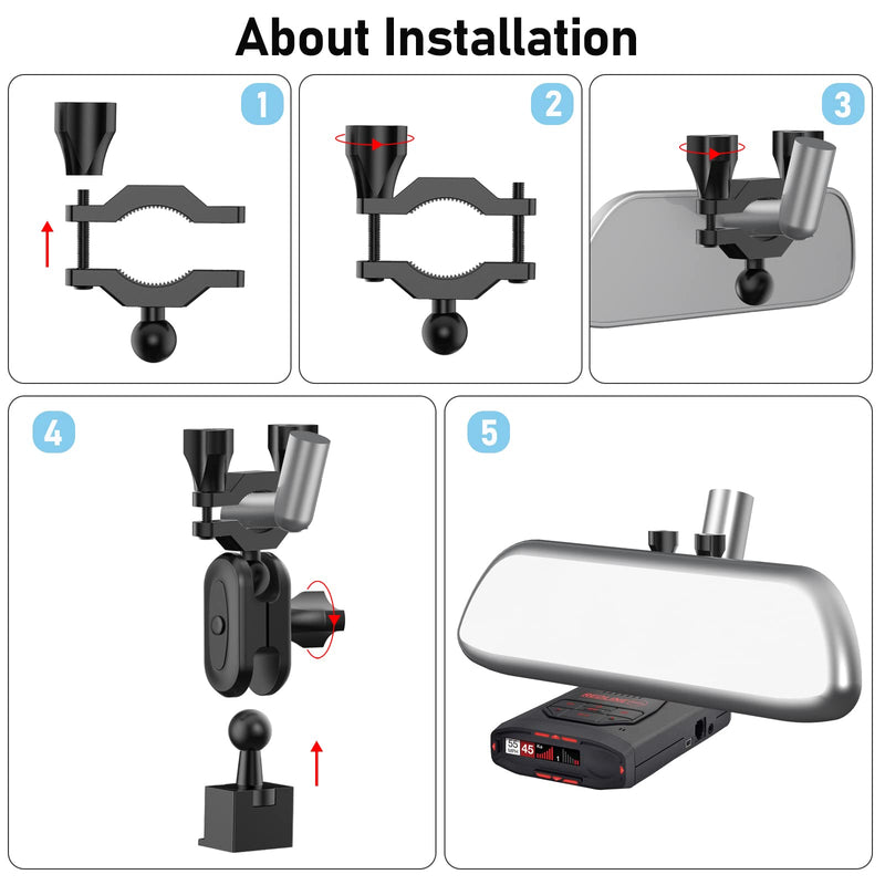  [AUSTRALIA] - SDSACZMU Car Rearview Mirror Stem Radar Detector Mount,for Escort Max360c Max 3 IX IXc Redline EX Beltronics Cobra DualPro GT 360 Radar Models, w/EZ Magnet Connection