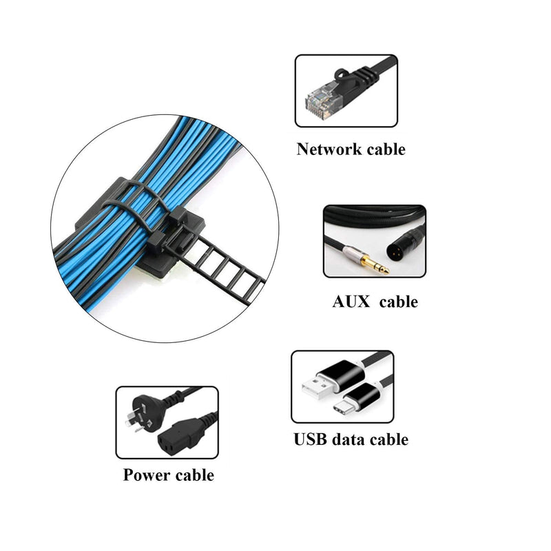  [AUSTRALIA] - Cable Ties, 50 PCS Cable Straps, Self Adhesive Wire Clips for Under Desk Cable Management, Zip Ties Suits All Kinds of Cables, Home, Office, Wire Management Cable Ties Reusable