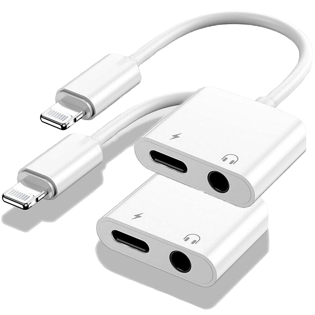  [AUSTRALIA] - Apple MFi Certified 2 Pack Lightning to 3.5mm Headphones Jack Aprolink Adapter for iPhone Dongle 2 in 1 Charger and Aux Audio Splitter Adapter Compatible with iPhone 12 11 XS XR 8 7