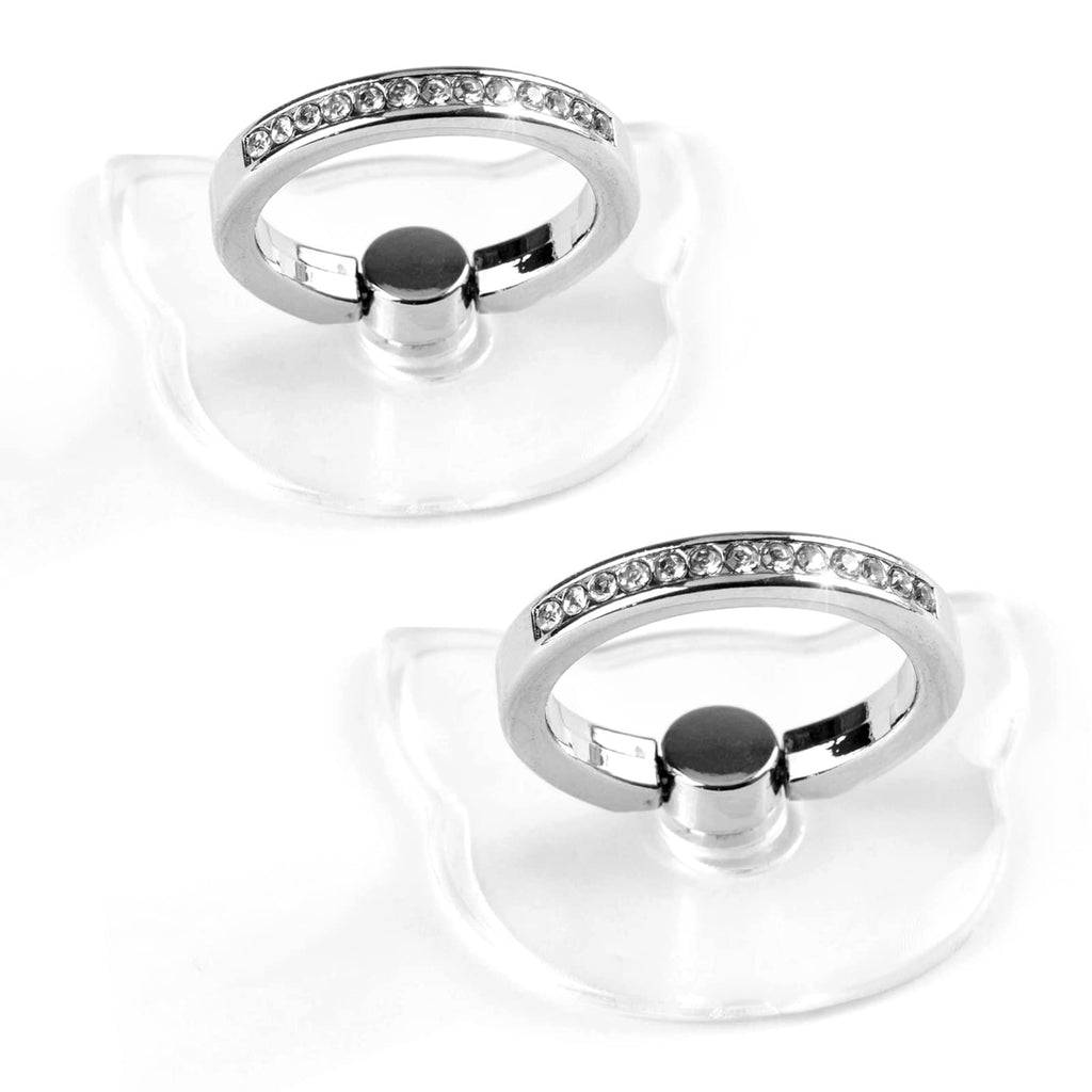  [AUSTRALIA] - [2 Pack] Transparent Cat's Head Diamond Setting Cell Phone Ring Holder Stand,360 Degree Rotation and 180 Degree Adjustable Finger Ring Kickstand with Polished Electroplated Phone Grip