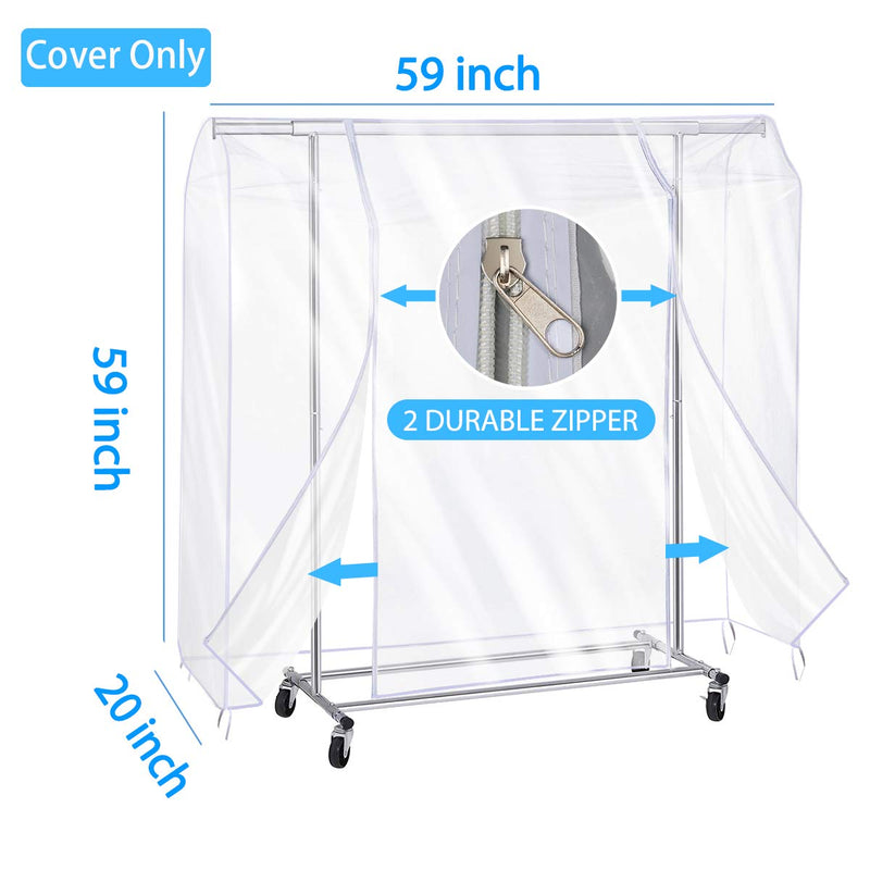  [AUSTRALIA] - SIWUTIAO Garment Rack Cover,5Ft Transparent PEVA Clothing Rack Cover ONLY, Clear Clothes dustproof Waterproof Cover 59x20x59 inch