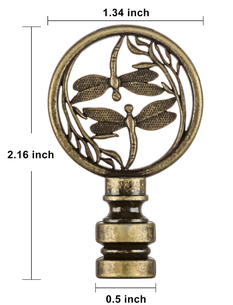  [AUSTRALIA] - 2 Packs Lamp Finial Cap Knob, Dragonfly Design Lamp Decoration for Lamp Shade, Antique Brass, 1-3/8 Inches