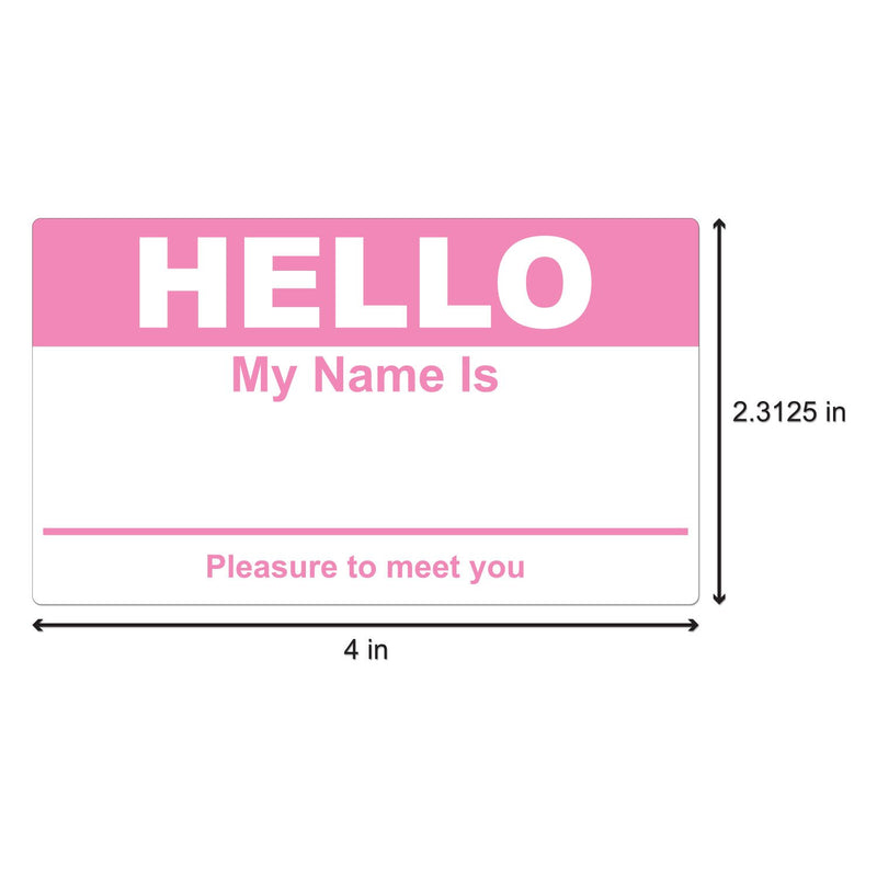 OfficeSmartLabels 2-5/16" x 4" - Hello My Name is Name Tag Stickers - Hello My Name is Name Tag Labels ( 400 Labels / Pink ) 4 Rolls - LeoForward Australia