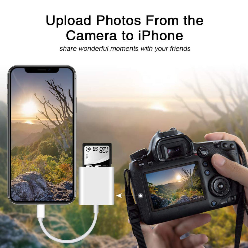 Sd Card Reader for iPhone iPad Camera,Dual Card Slot Memory Card Reader Supports SD and TF Card Trail Camera Viewer Sd Card Adapter Portable Micro Sd Card Reader No Application Required Plug and Play - LeoForward Australia