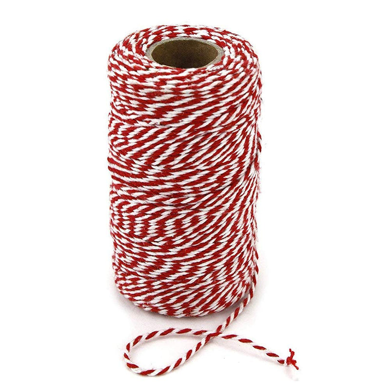  [AUSTRALIA] - 328 Feet Red White Gift Twine String Mothers Day Gift Twine Cotton Bakers Twine Crafts Gift Twine Durable Packing String