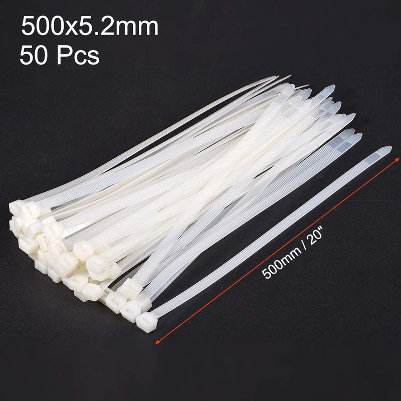  [AUSTRALIA] - uxcell Nylon Cable Ties 20 Inch Self-Locking Zip Ties 0.2 Inch Width White 50pcs