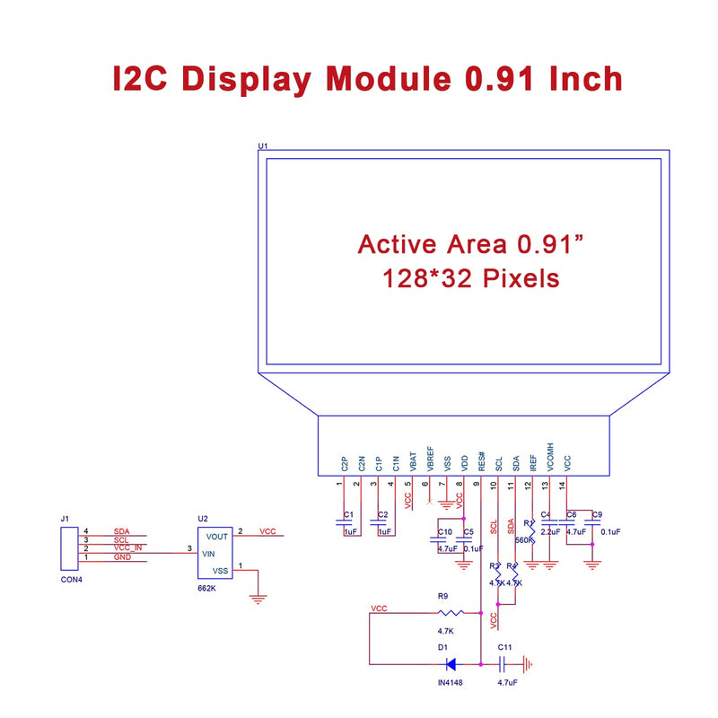  [AUSTRALIA] - Hosyond 5 Pcs 0.91 Inch I2C OLED Display Module I2C OLED Screen Driver DC 3.3V~5V Compatible with Arduino (White Display Color)