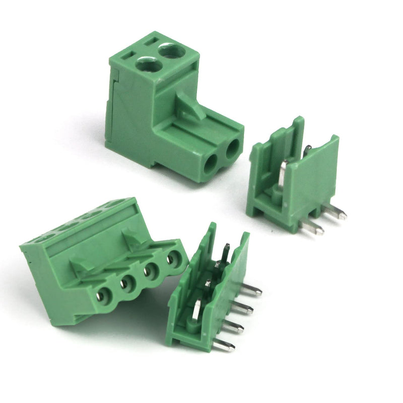  [AUSTRALIA] - 30 Pairs 5.08mm 2 Pin/4 Pin PCB Mount Screw Terminal Connector 250V 10A Terminal Block for Arduino (2 Pin-15 Pairs, 4 Pin-15 Pairs/Green)