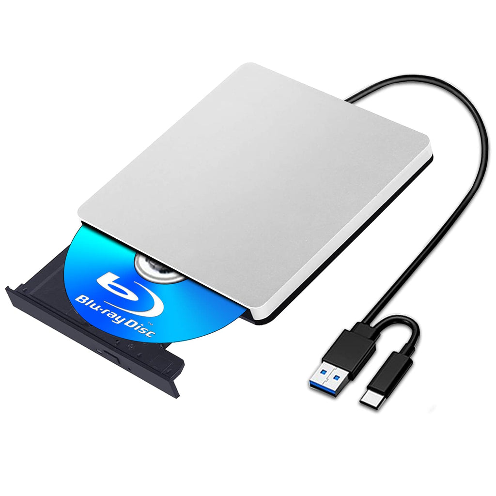  [AUSTRALIA] - External Blu-ray Drive External Blu-ray BurnerCompatible with DVD CD Drive Portable 3DBlu-ray Burner with USB3.0 and Type-C Port, Suitable for Windows XP/7/8/10 MacOS for MacBook PC,Silent Highspeedul Blu-ray version