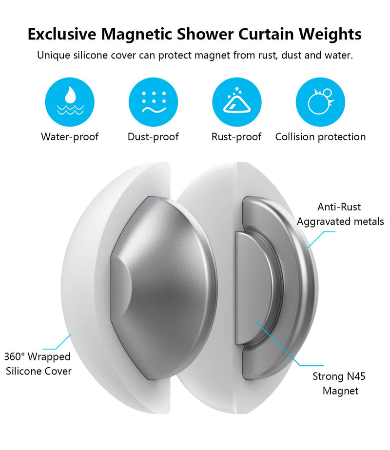  [AUSTRALIA] - BoomBa Shower Curtain Weights, Magnetic Silicone Wrapped Heavy Duty Premium Shower Curtain Liner Clips Added Weight (3 Pack) 3 Pack