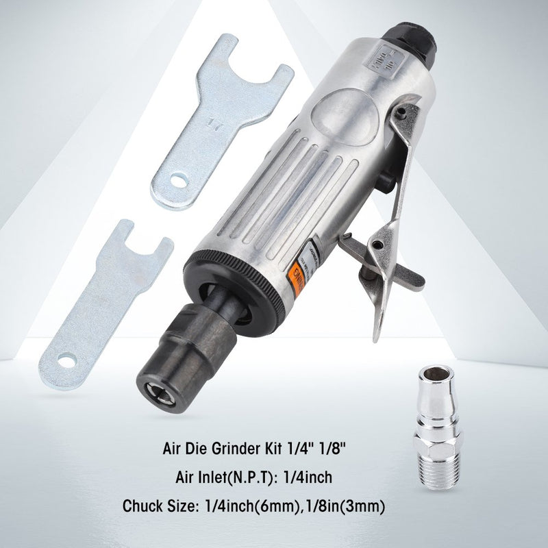  [AUSTRALIA] - Qiilu 16Pcs Air Die Grinder Pneumatic Grinding Tool Air Grinder Polishing Engraving Kit 1/4" 1/8"