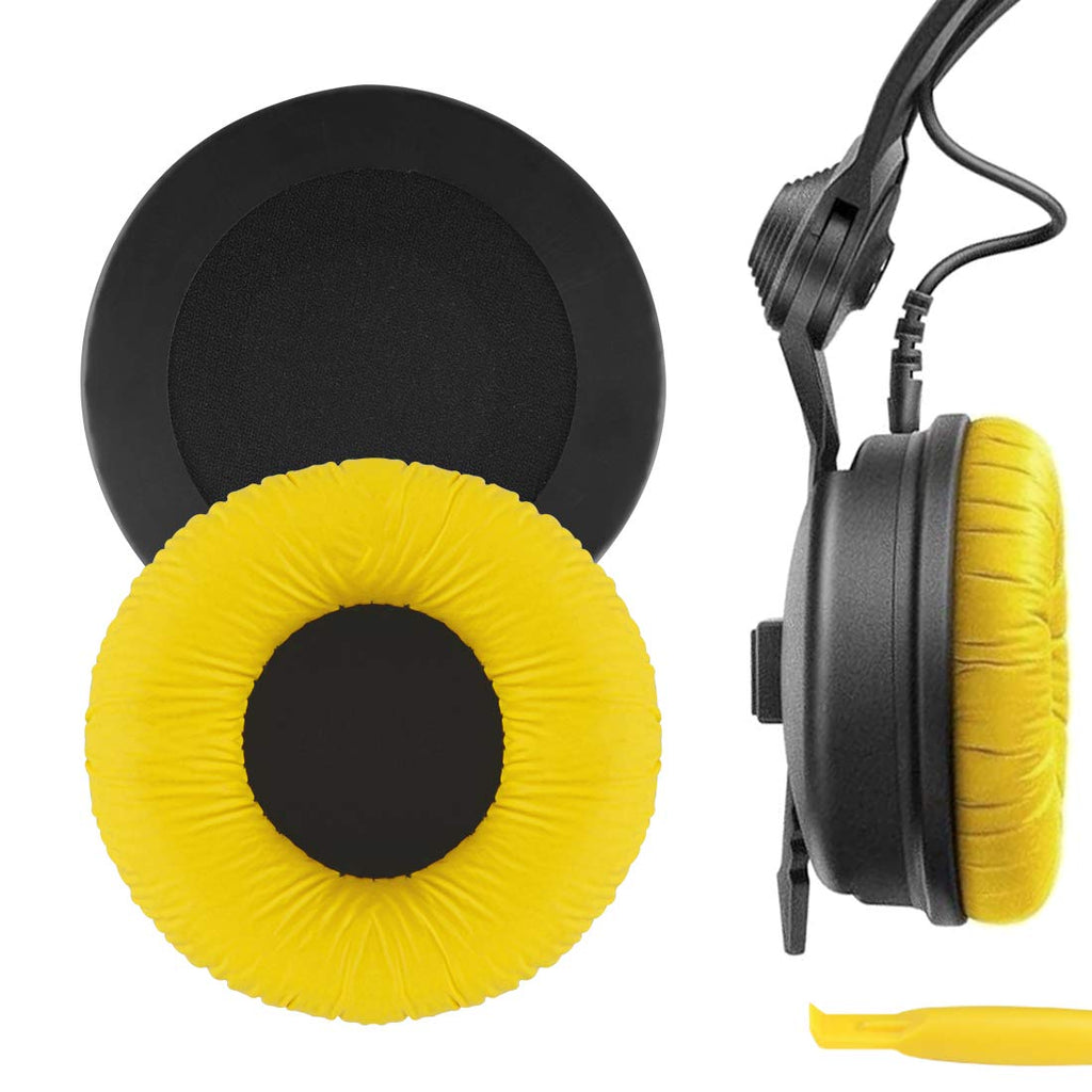  [AUSTRALIA] - Geekria QuickFit Leatherette Replacement Ear Pads for Sennheiser HD25, HD25-II, HD25SP, HD25SP-II, Limited 75th Anniversary Edition Headphones Earpads, Ear Cushion Repair Parts (Yellow)