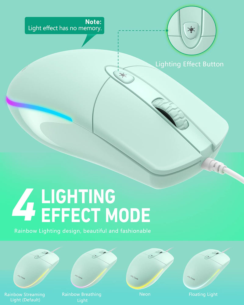  [AUSTRALIA] - Wired Mouse with Ergonomic Design Reduces Hand Fatigue Muscle Strain, KKUOD Silent USB Computer Mouse, 1600 DPI Office and Home Mice (Green, Wired) Green