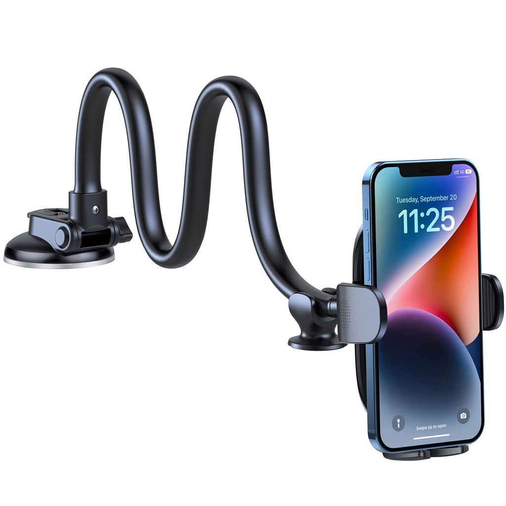  [AUSTRALIA] - OQTIQ Windshield Phone Mount for Car [Gooseneck 13" Long Arm] Car Phone Holder Mount Dashboard Windshield Strong Suction Cup Cell Phone Holder Car Truck for iPhone 14 13 Pro Max All Mobile Phones