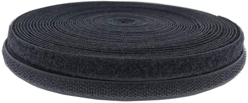  [AUSTRALIA] - Sew On Hook and Loop Tape Fastening Nylon Fabric Tape Interlocking Tape Sewing Fasteners(Black, 3/8 Inch x 5Meters) Black