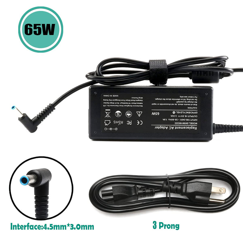 [AUSTRALIA] - 65W AC Adapter Laptop Charger Compatible for HP Envy 13 15 17 X360 15-1039wm 15-1033wm 15-w117cl 15-w237cl 15m-cn0011dx 15m-bp111dx 15m-bq121dx 17m-bw0013dx Laptop Notebook PC Power Supply Cord