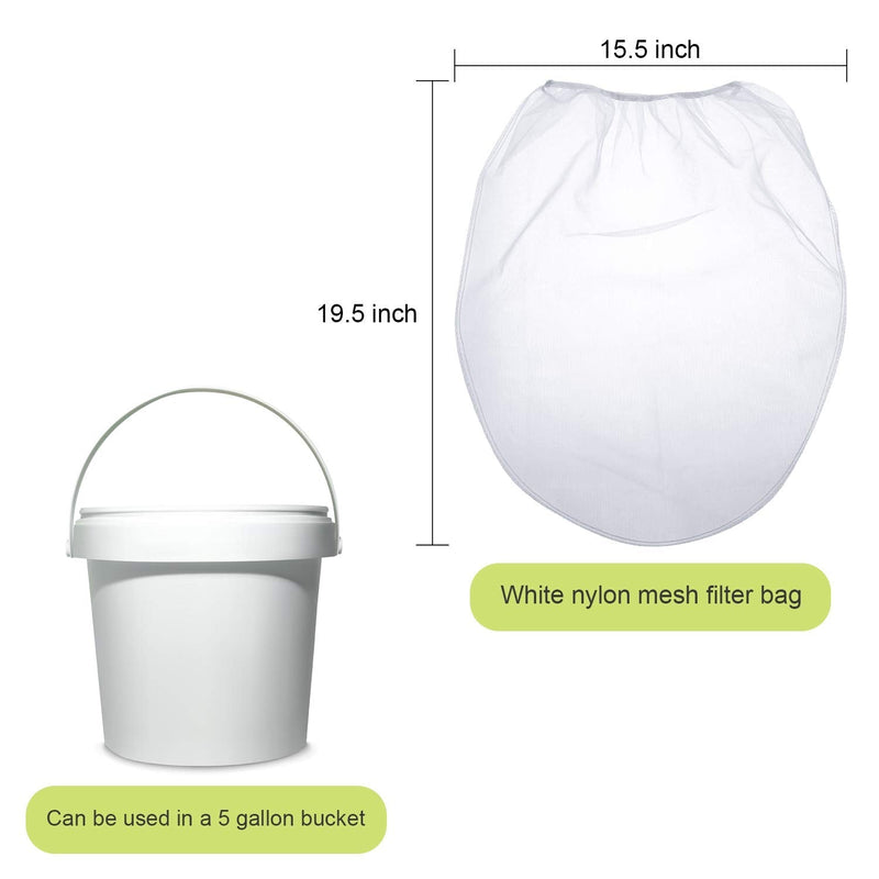  [AUSTRALIA] - Paint Strainer Bags White Fine Mesh Filters Bag Bucket Elastic Opening Strainer Bags Hydroponic Paint Filter Bag for Paint Gardening (5 Pieces, 5 Gallon)