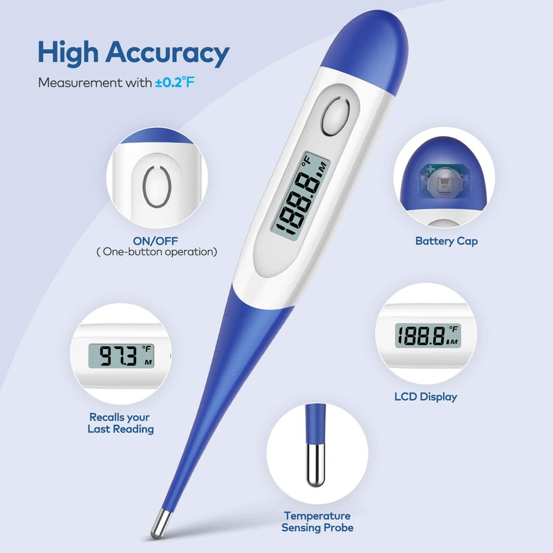  [AUSTRALIA] - Thermometer for Adults, Digital Oral Thermometer for Fever with 10 Seconds Fast Reading Dark Blue