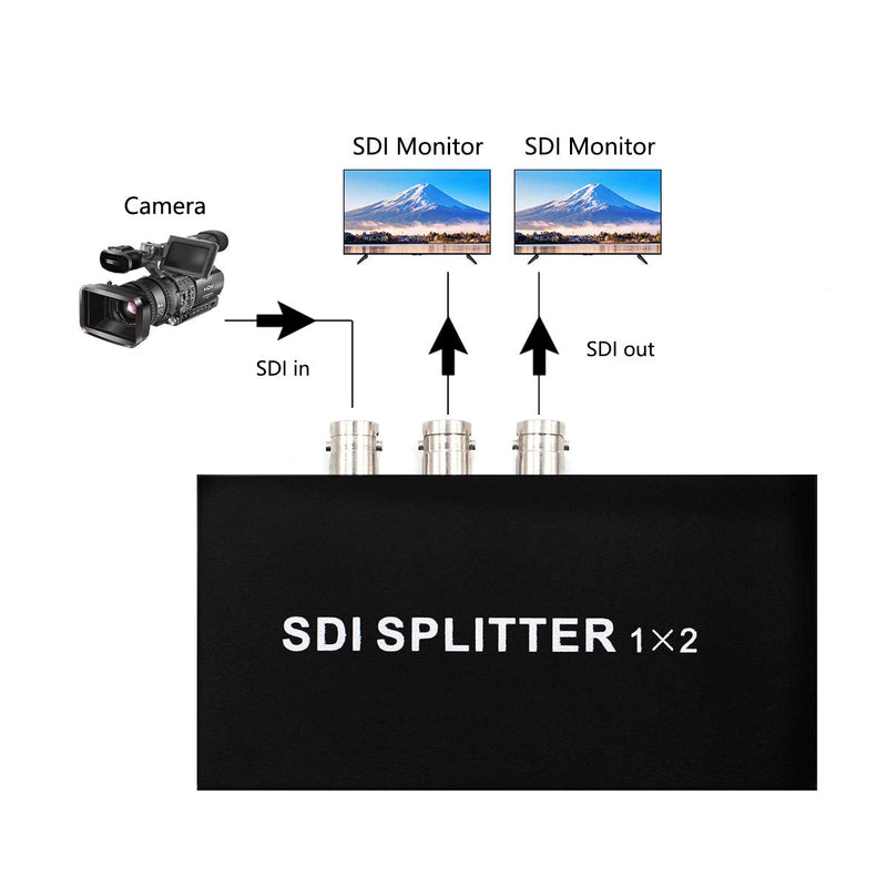  [AUSTRALIA] - SDI Splitter 1x2 Multimedia Split SDI Extender 1 to 2 Ports Adapter Support 1080P TV Video for Projector Monitor Camera