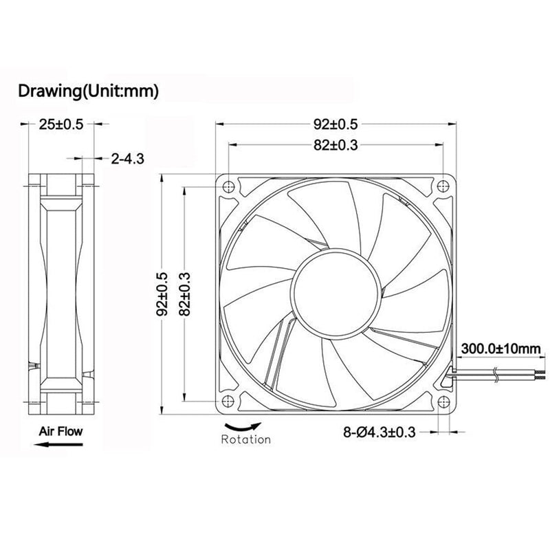  [AUSTRALIA] - GDSTIME 92mm x 92mm x 25mm 12V Dual Ball Bearings Brushless Cooling Fan Dual Ball Bearing