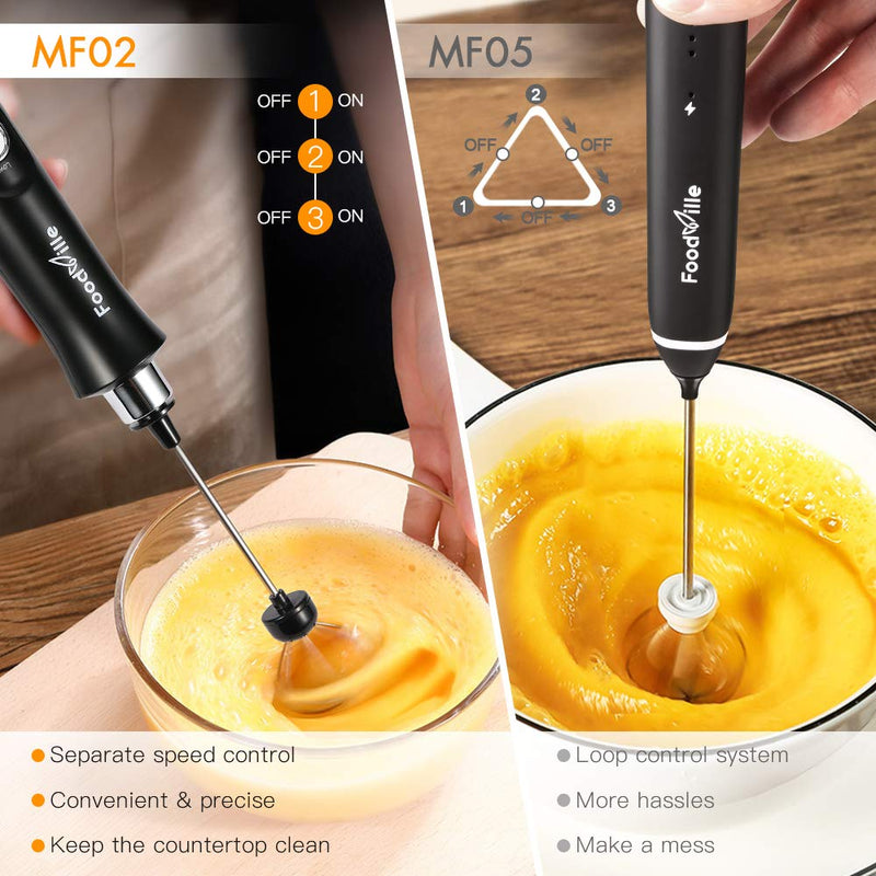  [AUSTRALIA] - FoodVille MF02 Rechargeable Milk Frother Handheld Foam Maker with Stainless Whisk for Cappuccino, Latte, Bulletproof Coffee, Keto Diet, Protein Powder, Matcha