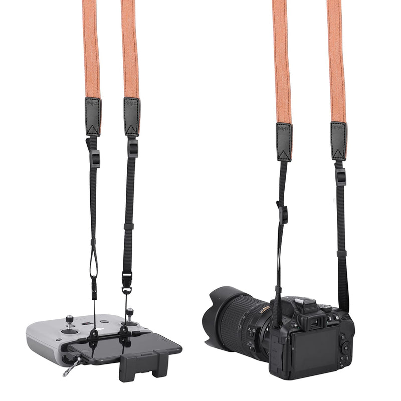  [AUSTRALIA] - HeiyRC Lanyard for DJI Mini 2/Air 2S/Mavic 3/Air 2/Mini 3 Pro Controller Anti-fall Neck Strap DSLR Camera Sling Rope Binoculars Strap (Brown Denim & Leather) Brown