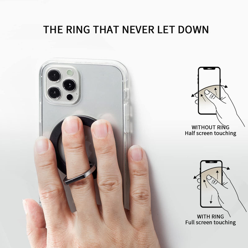  [AUSTRALIA] - YOWZA Magsafe Grip Magnetic Phone Ring Holder for iPhone 13/12 Adjustable Finger Ring Grip Compatible with Mag Safe Accessories Removable and Wireless Charging Compatible Magsafe