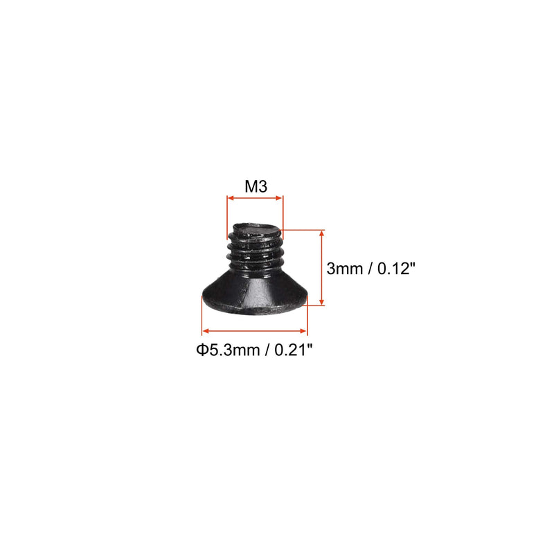  [AUSTRALIA] - uxcell M3 x 3mm Phillips Screw Fastener Black for Laptop PC TV Fan Switch 500pcs M3x3mm