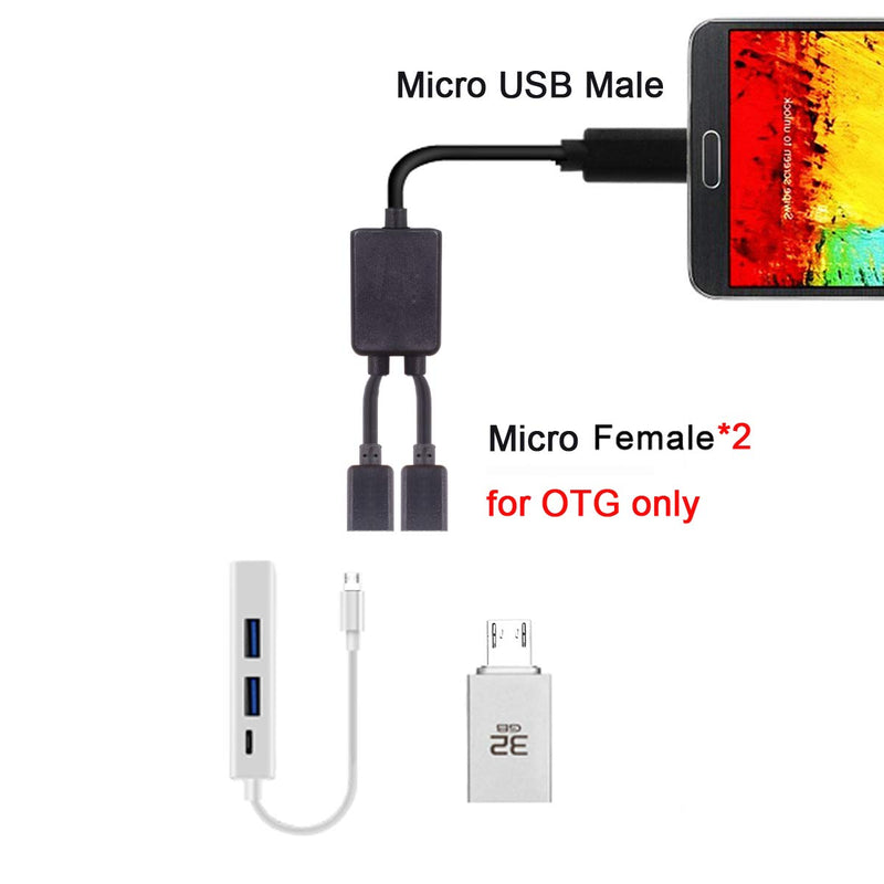  [AUSTRALIA] - Xiwai Micro USB to Dual Ports Micro USB Female Hub Cable for Laptop PC & Mouse & Flash Disk Micro USB 1 to 2