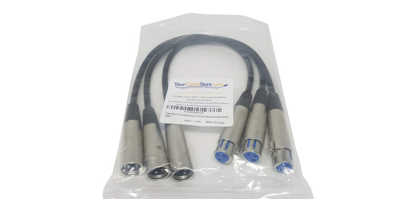  [AUSTRALIA] - Your Cable Store Three Pack of 1 Foot XLR 3P Male/Female Microphone Cables 001 Ft 3 Pack