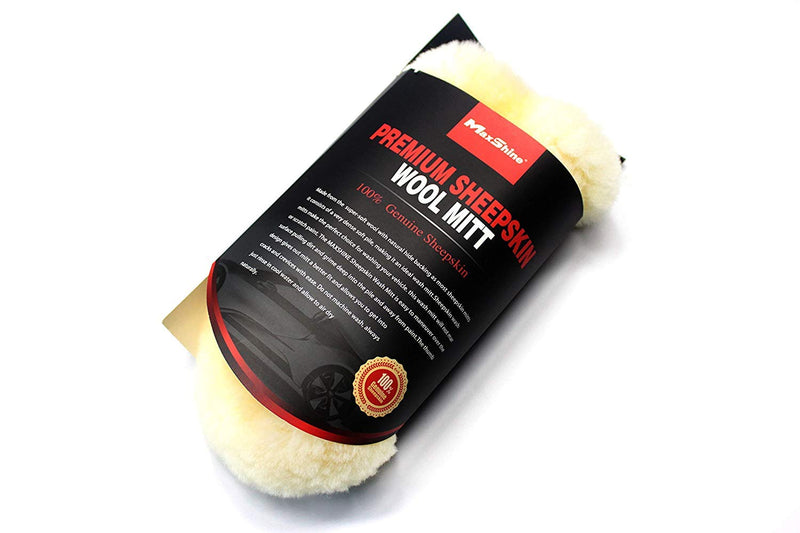  [AUSTRALIA] - Maxshine Premium Sheepskin Wool Wash Mitt Lambswool Car Wash Glove Soft Smooth Scratch & Lint Free Scrubber for Car Detailing