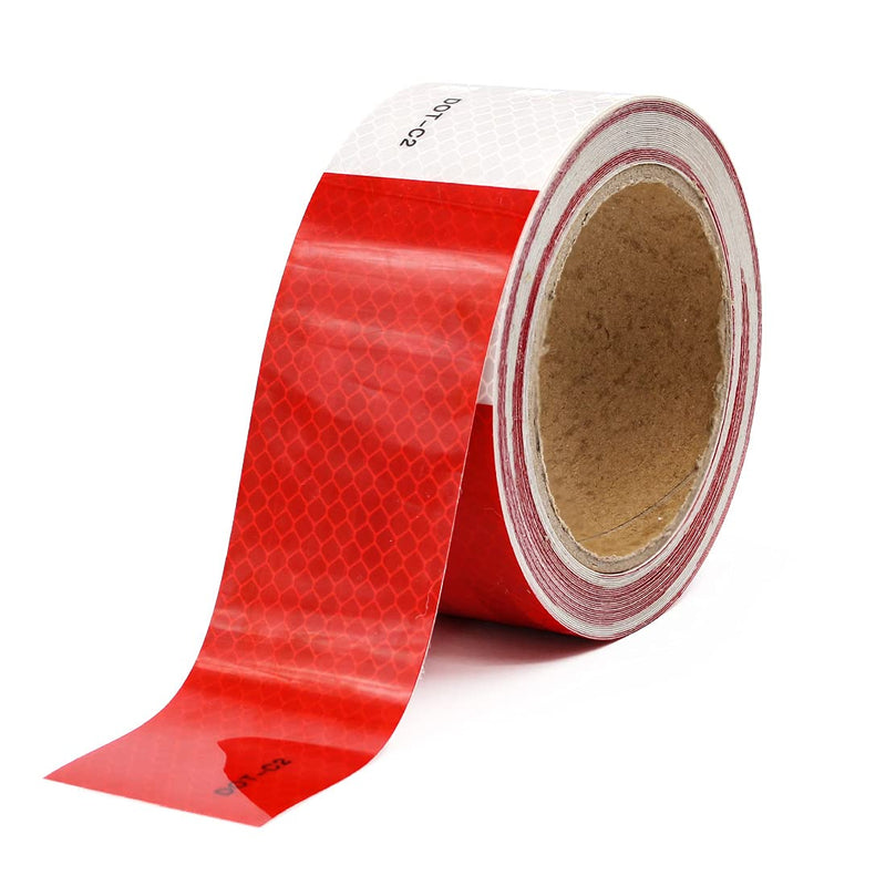  [AUSTRALIA] - UTSAUTO DOT-C2 Reflective Tape 2 inches x 30ft Reflective Safety Tape Waterproof Warning Sticker Trailer Red & White Reflective Strip for Trailer Cars Trucks Outdoor