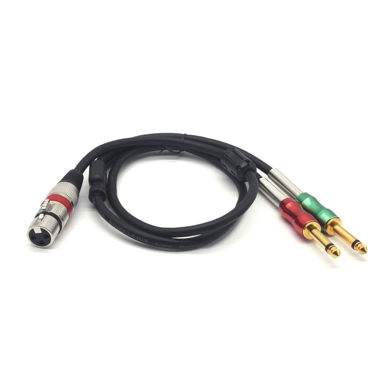  [AUSTRALIA] - SiYear- 3.3FT XLR Female 3Pin to 6.35mm 1/4 inch Mono Male Audio Y Splitter Cable, Dual 6.35mm 1/4" Male to XLR Female Stereo Microphone Audio Converter Adapter Cable(1m) 3.3Feet