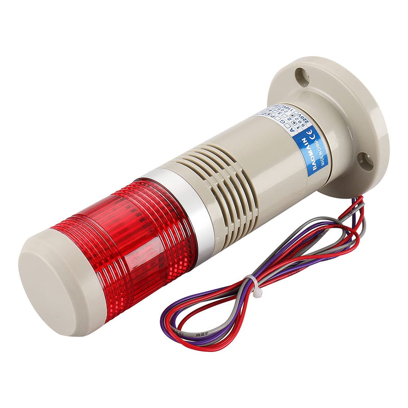  [AUSTRALIA] - Baomain Alarm Warning Continuous Light 110V AC Industrial Buzzer Red LED Signal Tower Lamp