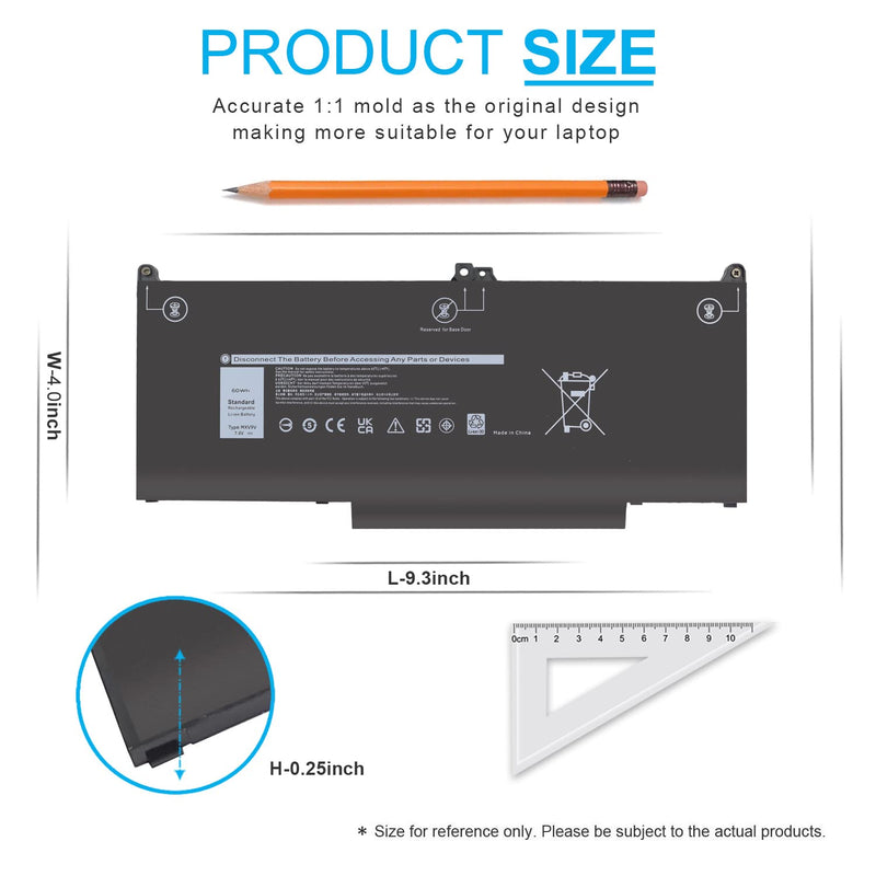  [AUSTRALIA] - MXV9V Laptop Battery for Dell Latitude 7400 E7400 E7300 E5300, Latitude 5300 5310 2-in-1, for Inspiron 7300 7306 2-in-1 Black Series P96G P97G P99G P100G 5VC2M 829MX 0829MX 60Wh 7.6V 4-Cell