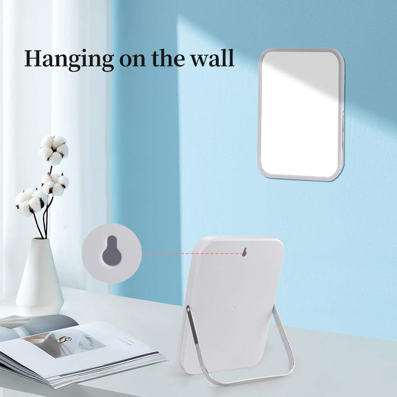  [AUSTRALIA] - Tabletop Makeup Mirror,Square desktop Foldable Vanity Mirror,8‘ Portable Folding Mirror with Metal Stand 90°Adjustable,Table Desk Standing Cosmetic Mirror Wall Hanging Dual-purpose small mirror(Gray) Gray