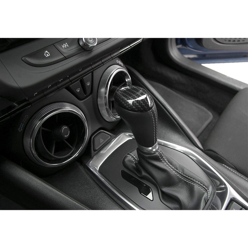  [AUSTRALIA] - RT-TCZ Car Interior Accessories for Chevrolet Camaro Accessories Carbon Fiber Grain ABS Gear Shift Knob Frame Decoration Cover Trim for Chevrolet Camaro 2017 2018 2019 2020 Carbon Fiber
