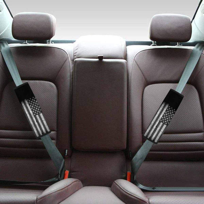  [AUSTRALIA] - INTERESTPRINT Grunge American Flag 2-Pack Automotive Seat Belt Covers for Adults, Fit Car Seat Belt, Backpack