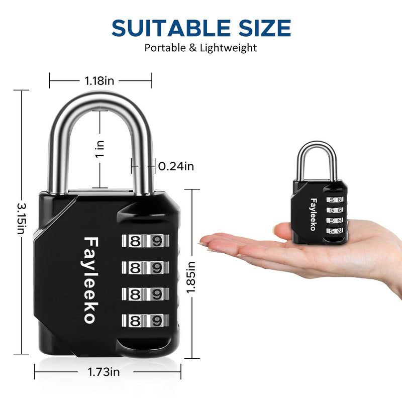  [AUSTRALIA] - Combination Lock, 4 Pack, 4 Digit Combination Padlock for School Gym Sports Locker, Fence, Toolbox, Case, Hasp Cabinet Storage Black