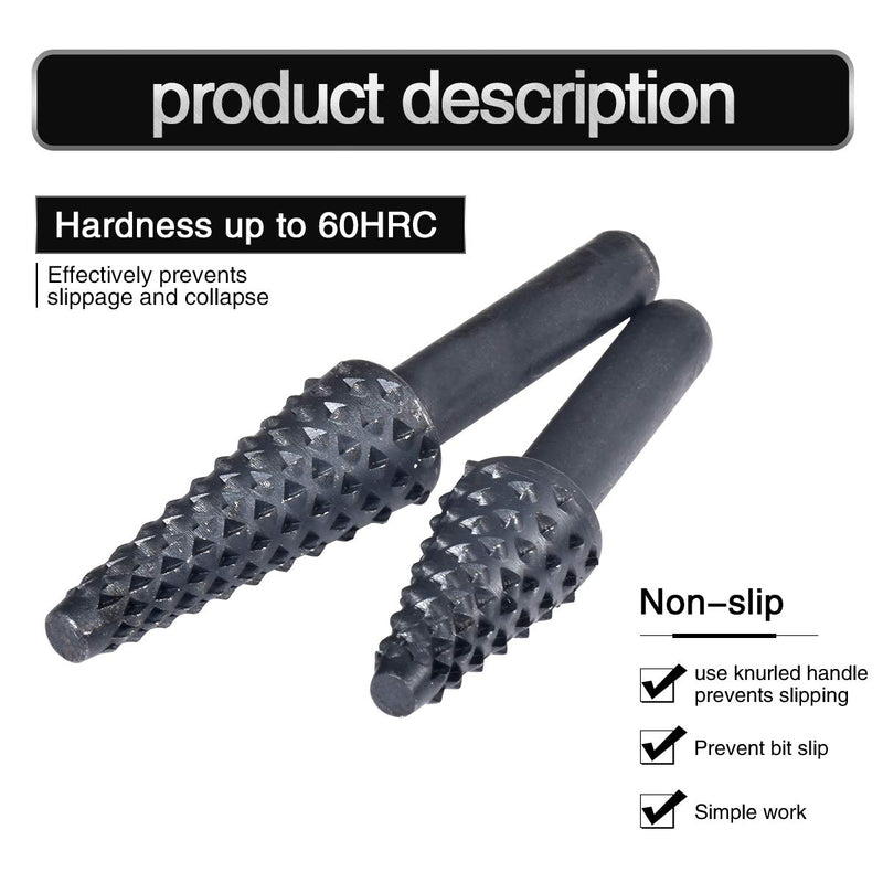 HOHXEN 5pcs Rotary Burr Set 1/4" 6mm Shank Rotary Drill Bits Rotary Rasp File Set Drill Bits Woodworking Cutter Chisel Shaped Rotating Embossed Grinding Head Engraving Power Tools - LeoForward Australia