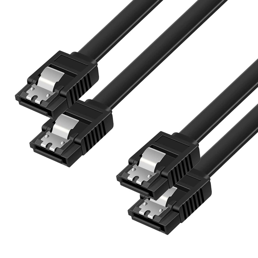  [AUSTRALIA] - SATA Cable III, UV-CABLE 2 Pack SATA Cable III 6Gbps 18-Inch Straight HDD SDD Data Cable with Locking Latch 18 Inch Compatible for SATA HDD, SSD, CD Driver, CD Writer - Black(18 in, Black, 2) 18 in