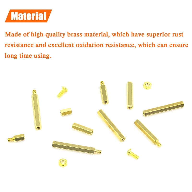  [AUSTRALIA] - HELIFOUNER 322 Pieces M2 Male Female Hex Brass Spacers Standoffs Screws Nuts Assortment Kit, Threaded Pillar for Printed Circuit Board Motherboard M2 Brass Standoff Set