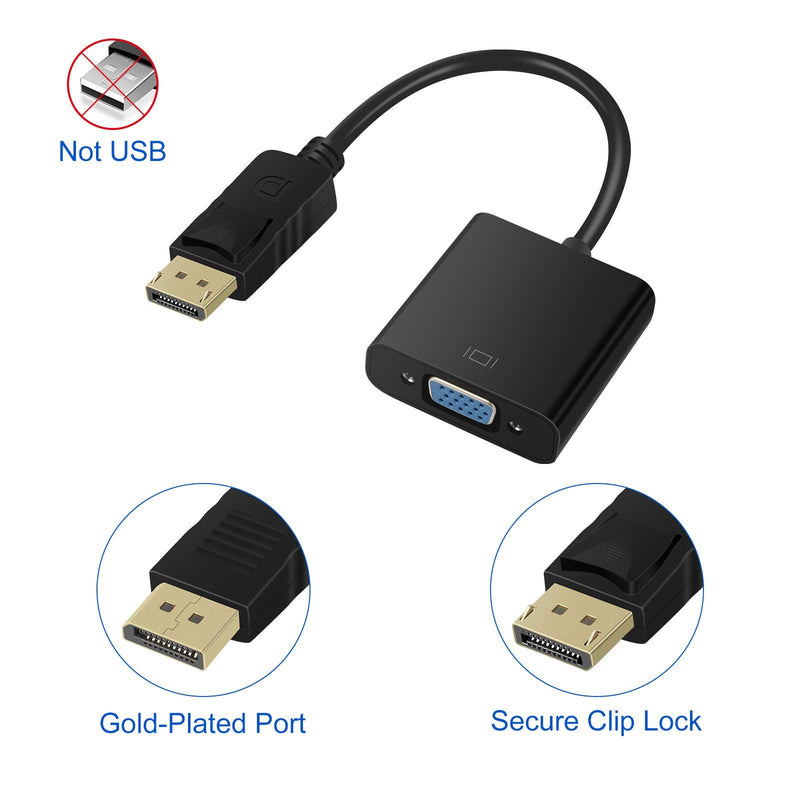  [AUSTRALIA] - EEEKit 6 Pack DisplayPort to VGA Converter Adapter, Gold Plated DP to VGA Cable Connects Male to Female for Computer, Desktop, Laptop, PC, Monitor, Projector, HDTV, HP, Lenovo, Dell, ASUS and More