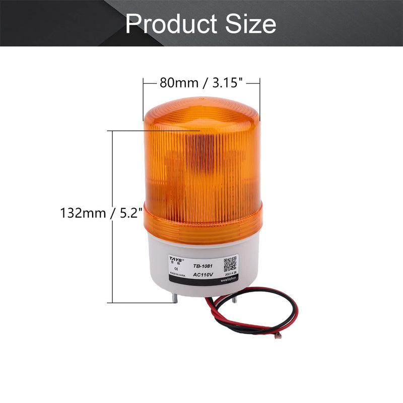  [AUSTRALIA] - Othmro 1Pcs TB-1081 110V 2W Warning Light, Industrial Signal Light Tower Lamp, Column LED Alarm Round Tower Light Indicator Continuous Light Plastic Electronic Parts Rotate No Sound Yellow