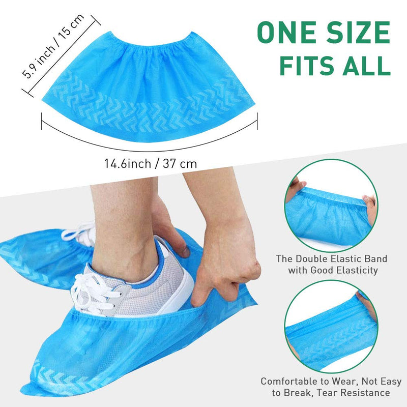  [AUSTRALIA] - Shoe Covers Disposable Shoe Covers, 100 Pieces Anti-Slip Shoe Covers (50 Pairs), Emitever Non-Woven Fabric Boot Covers, Non-Slip, Heavy Duty Indoor/Outdoor Boots, Protects Carpets/Floors