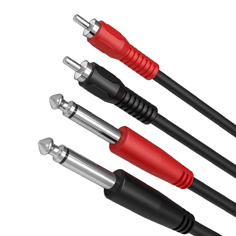  [AUSTRALIA] - RCA to 1/4 Cable, 2 Pack 6 Feet Dual 6.35mm 1/4" TS Male to Dual RCA Stereo Interconnect Cable for Mixer, Audio, Amplifier, Microphone, and Camera, etc