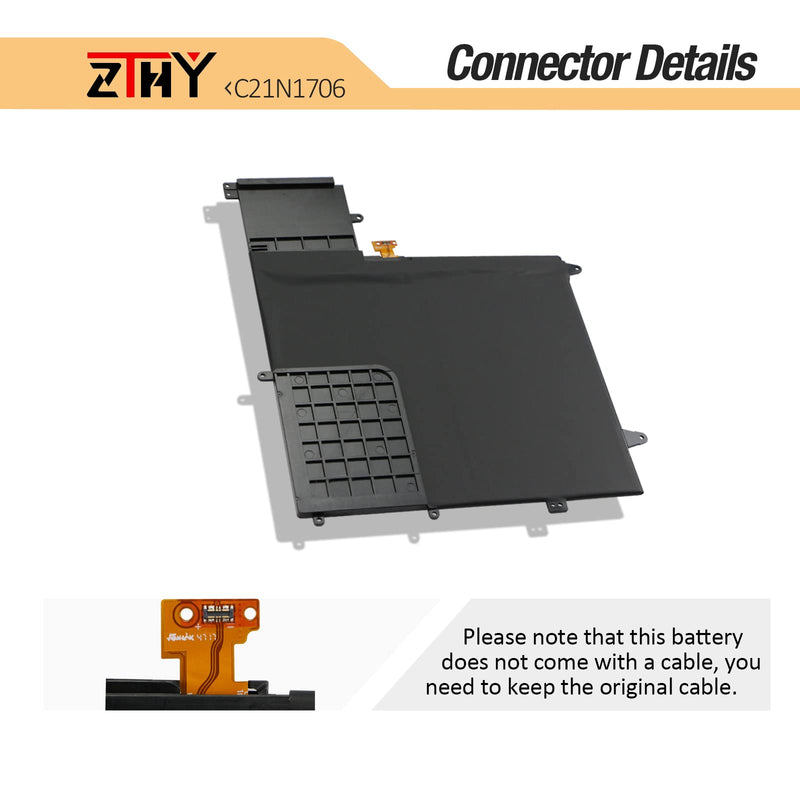  [AUSTRALIA] - ZTHY C21N1706 Laptop Battery Replacement for ASUS ZenBook Flip S UX370 UX370U UX370UA UX370UAF UX370UAR UX370F UX370UA-C4217T UX370UA-C4184T C4331T C4059 C4238T TC4131T C4372T 7.7V 39Wh 5070mAh