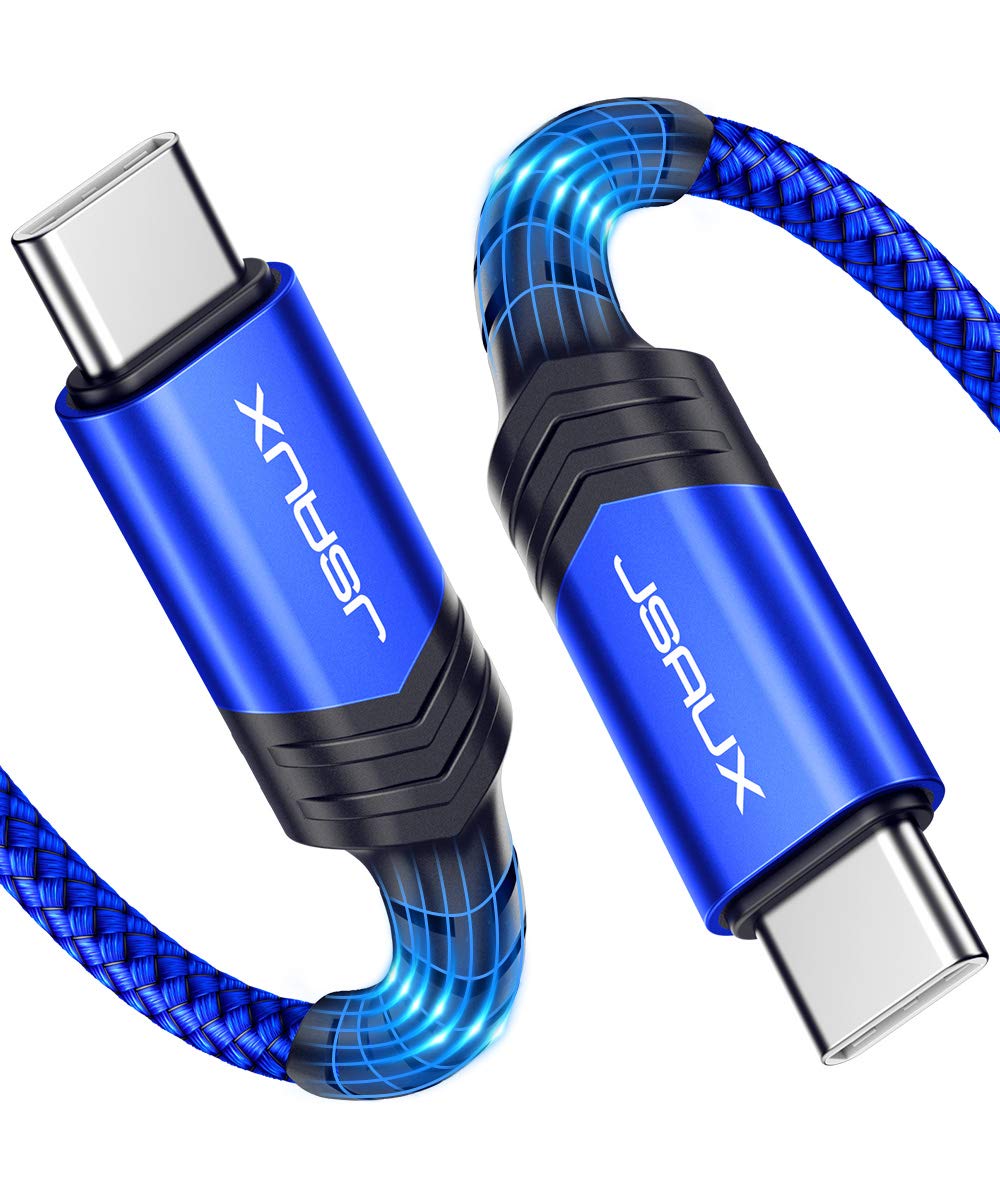  [AUSTRALIA] - USB C to USB C Cable 𝟭𝟬𝟬𝙒 10ft, JSAUX USB Type C Fast Charging Charger Cord Compatible with MacBook Pro, iPad Mini 6, iPad Air 4, iPad Pro 2020 2018, Samsung Galaxy S22 S21 S20 Note 20 10-Blue Blue