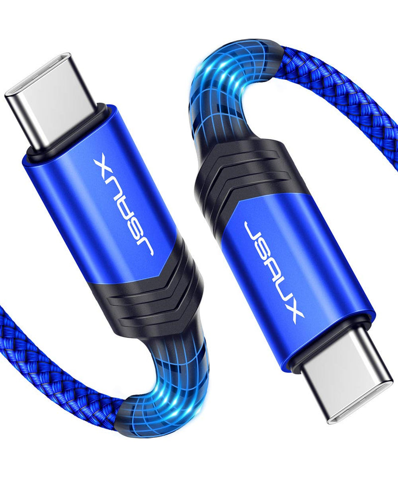  [AUSTRALIA] - USB C to USB C Cable 𝟭𝟬𝟬𝙒 10ft, JSAUX USB Type C Fast Charging Charger Cord Compatible with MacBook Pro, iPad Mini 6, iPad Air 4, iPad Pro 2020 2018, Samsung Galaxy S22 S21 S20 Note 20 10-Blue Blue